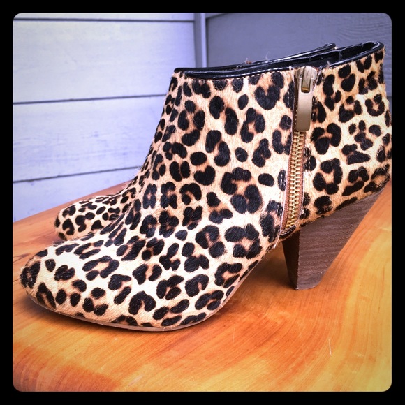 leopard print low heel boots